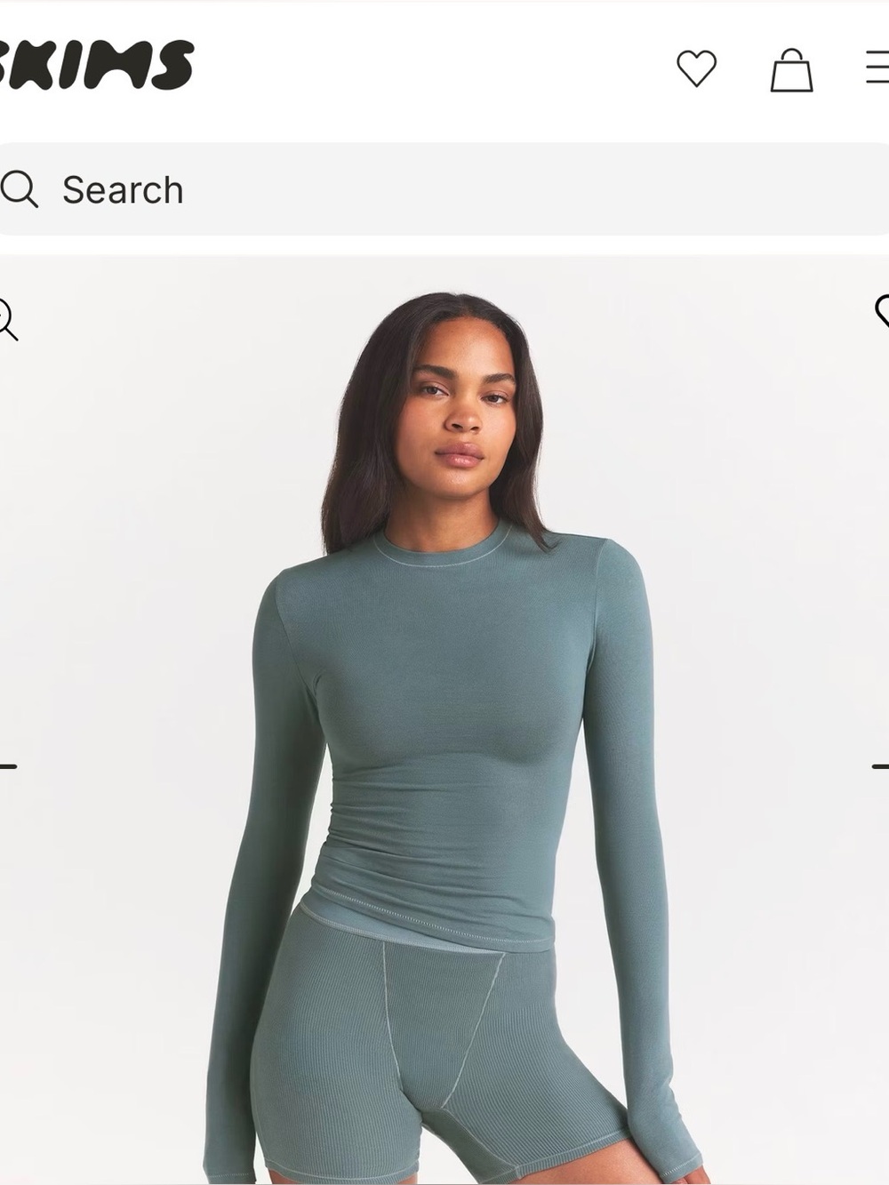 Skims Long-Sleeve Crew Top in Kyanite